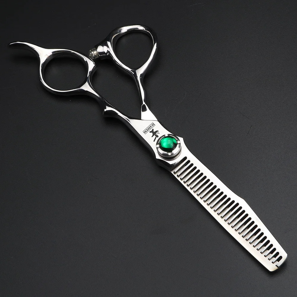 XUANFENG VG10 Steel Emerald Screw Silver Hair Scissors Barber Cutting Scissors and Thinning Scissors 250414