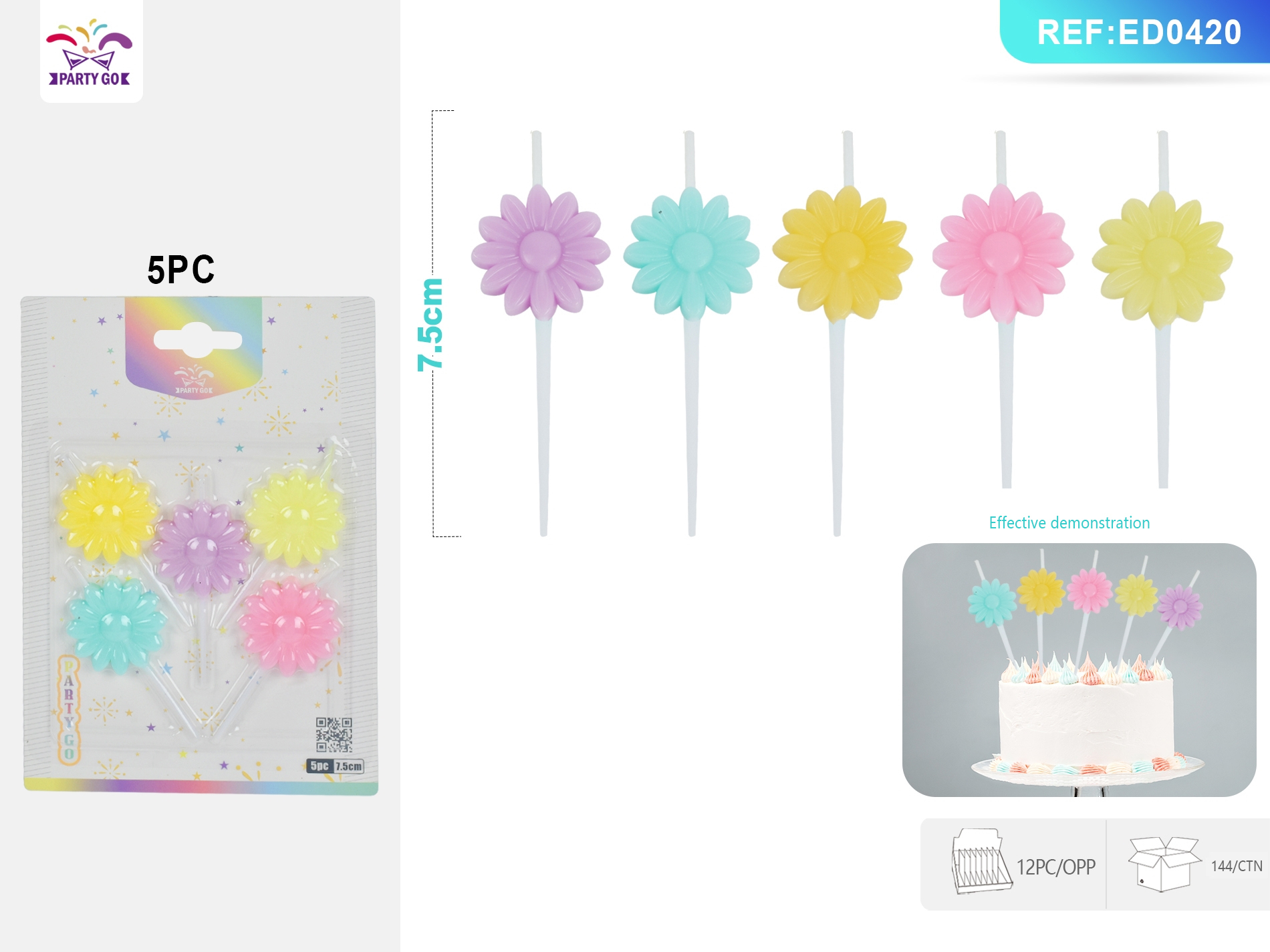 ED0420/daisy shape aron candle 5pc