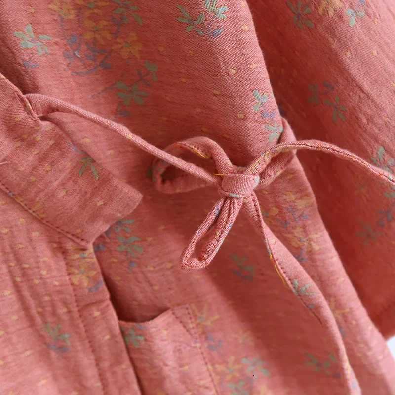 Womens Spring/Summer Cotton Double Sided Jacquard Kimono Robes Women Nightgown Loose Size Comfortable Home Bathrobe C251115