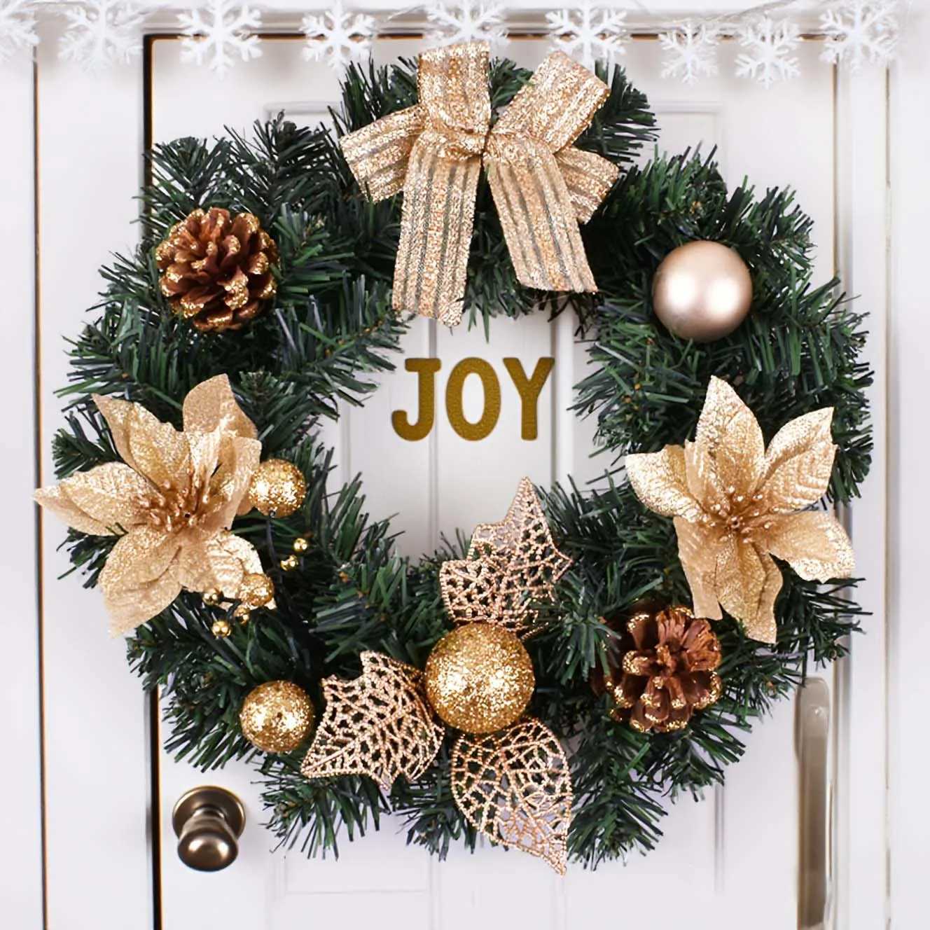 2025 Christmas Wreath Front Door Wreath with Lights Vintage Farm Wreath With Pine Cones Fall For Thanksgiving Xmas Decor 40/30cmM251115