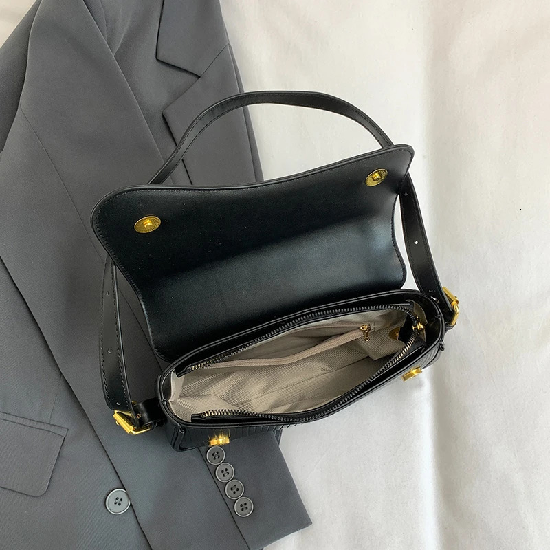 Solid color striped flannel womens cross body bag quiet bag fashionable and elegant PU leather shoulder bag 250410