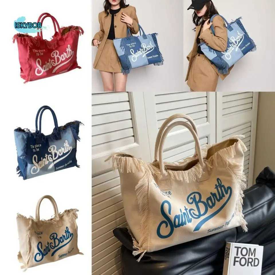 Fashion tassel design womens canvas large capacity high-quality casual shoulder bag INS letter canvas handbag vacation W250415