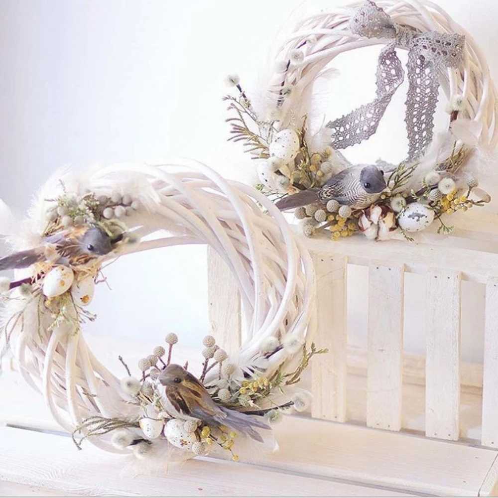 10/15/20/25/30cm White Wicker Wreath Garland Decor Rattan Ring Artificial Flowers Garland Dried Flower Frame Craft AccessoriesM251115