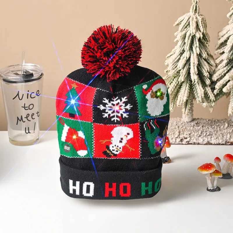 Cute Light Up Christmas Hat Flashing Led Snowman Winter Warm Color Knitted Cap Christmas Gift For New Year Xmas Party Decoration Y251115