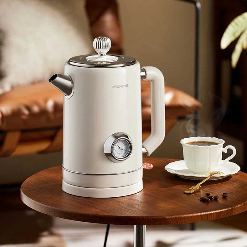 18L Retro Electric Kettle With Mechanical Thermometer Boil Water Tea Pot 304 Stainless Steel Insulation Pot Kettles 220V Y251114