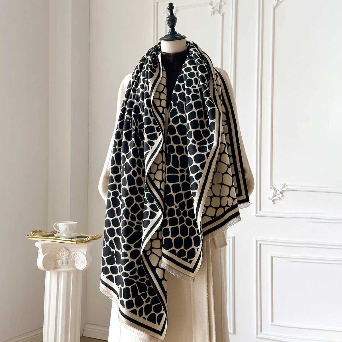 Luxury 2025 New Design Winter Cashmere Scarf Women Elegant Warm Pashmina Blanket Poncho Scarves Female Leopard Print Shawl Bufanda Y251115