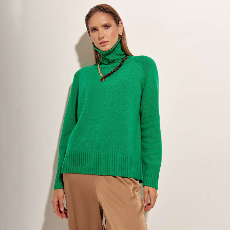 hoodie Mmwomen's Wear High Neck Autumn And Winter , Elegant Temperament, Versatile Commuting, Solid Color, Raglan Sleeve Sweater For Women jacket