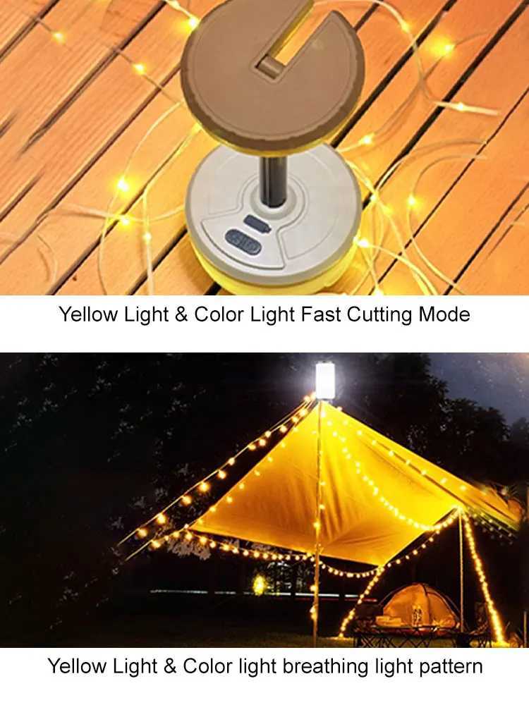 Portable LED Camping Lamp 10M Length Waterproof Recyclable Light 5 Sections Height Outdoor Garden Decoration Lamp for Tent Room M251115