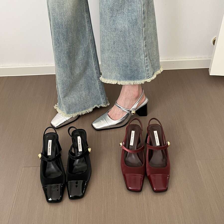 Silver Closed-Toe Sandals for Women 2025 kitten Heels with Designer Shoe Dress Comfortable Elegant sling back Shoes