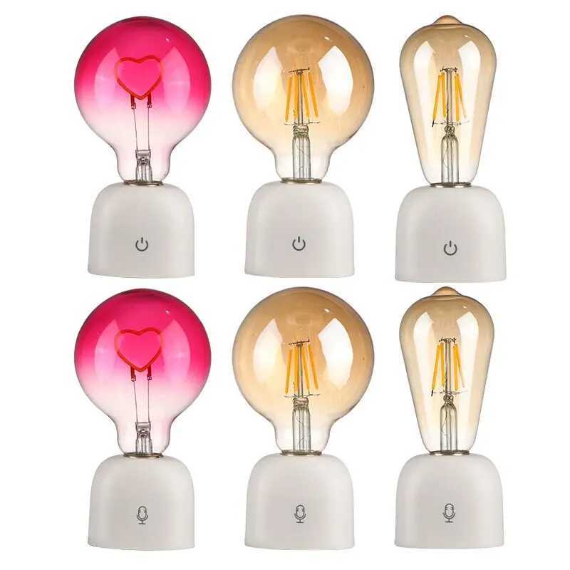 LED Night Light Battery Powered Bulb Lamp Desktop Office Light Retro Bulb Shape Night Light For Baby Room Bedroom Corridor Lamp C251115