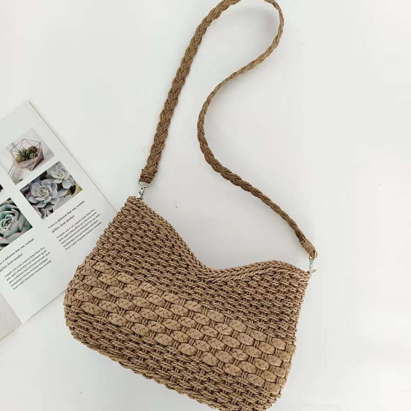 Handmade Beach Bag Spring And Summer Fresh Grass Niche Design Woven Single Shoulder Armpit Bag, Casual Beach Handmade Bag Kq2