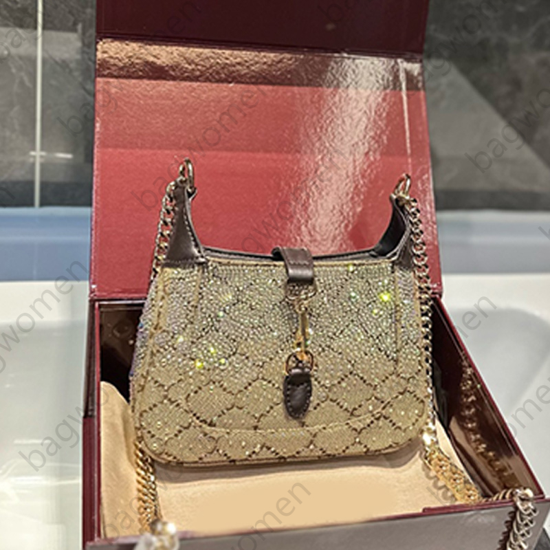 1961 Rhinestone Armpit Bag Designer Bag Chain Shoulder Bag Luxury Bag Women Handbag Purse Purse High Quality Diamond Letters Lady Bag Hardware Accessories