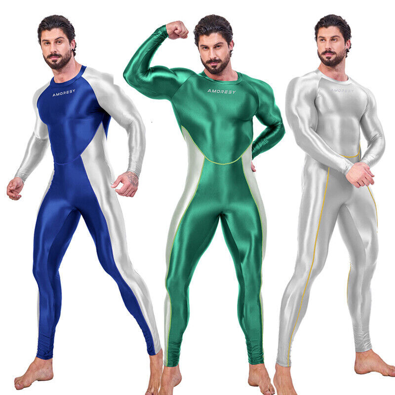Men's Shiny AMORESY Tracksuits Jumpsuits Tights Overalls Activewear Bodysuit