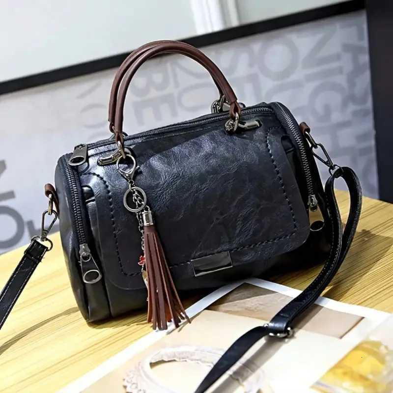 Yogodlns Tassel Decor Handbag Womens Large Capacity Shoulder Bag Fashion Zipper Crossbody Bag With Removable StrapW251115