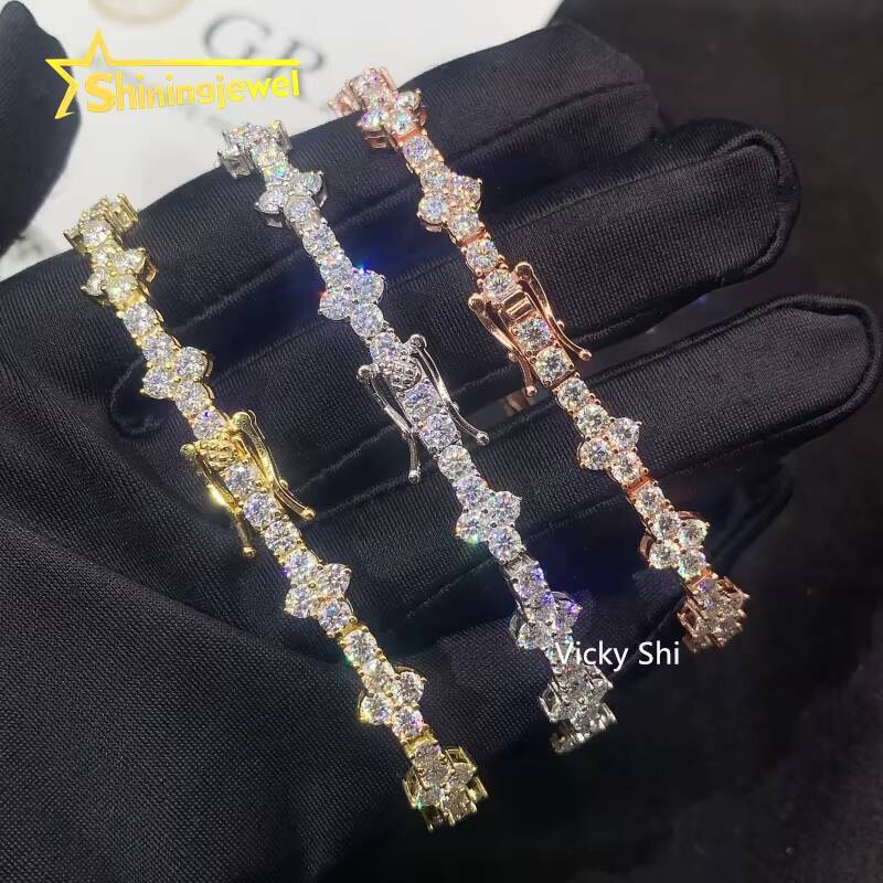 Hot Selling 925 Silver 3mm VVS Moissanite Cross Tennis Bracelet Fine Jewelry Iced Out Men Women Moissanite Bracelet