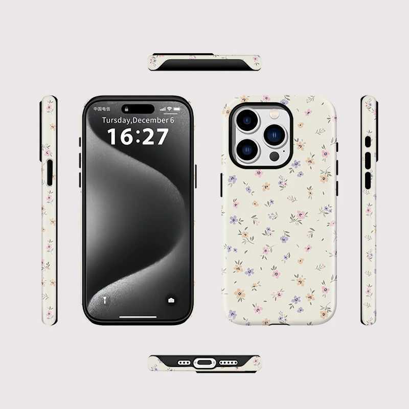 Magnetic For Wireless Charge Case For iPhone 13 12 11 14 Plus 15 Pro 16 Pro Max Acrylic Fashion Little Flower Cover J251202