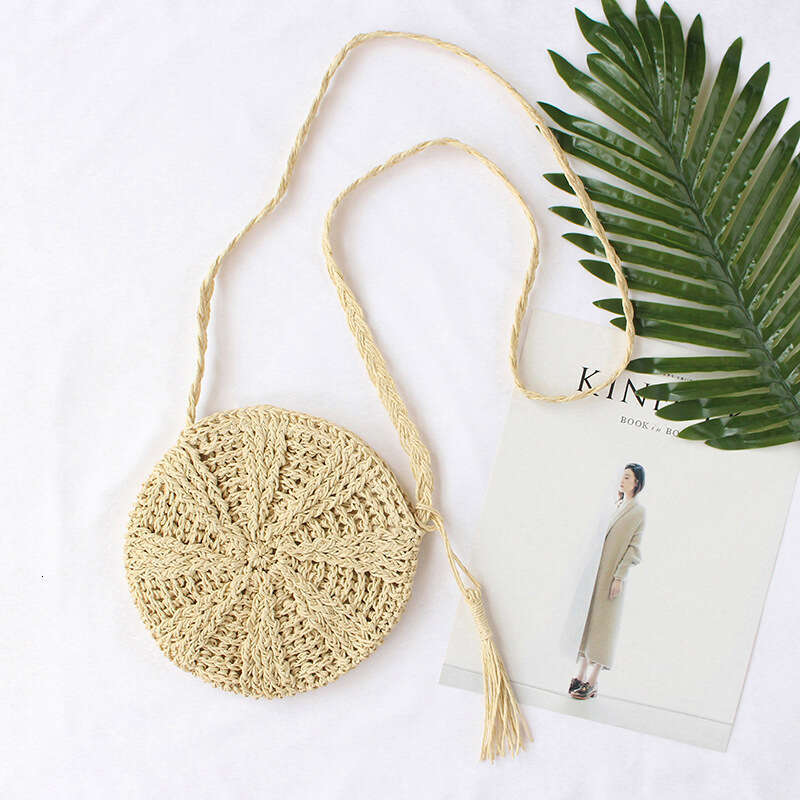 Handmade Beach Bag Straw Bag New Product, Single Shoulder Crossbody Beach Woven Round Small Bag, Japanese And Korean Women's Artistic Simplicity 