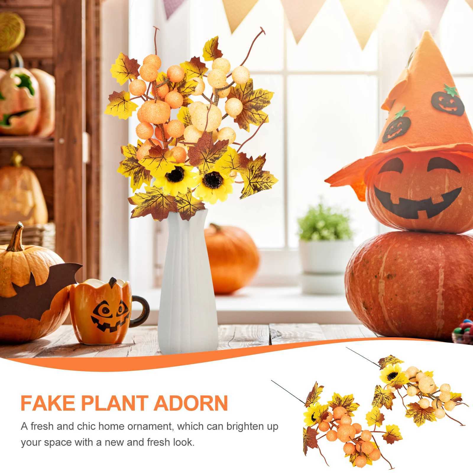2 Pcs Garlands Fake Maple Leaves Branch Artificial Leaf Stems Fall Maple Leaf Branches Farmhouse for Home Pumpkin DecorationM251115