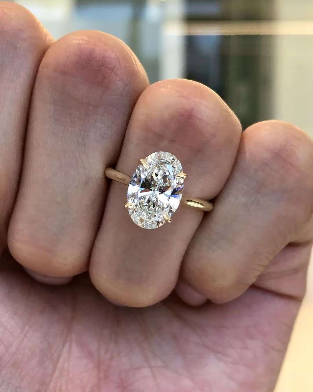 Single Oval Moissnaite Four Claw Pure 14k White Rose Yellow Color Solid Gold Ring 2 Grams Gold Solitaire Ring Price