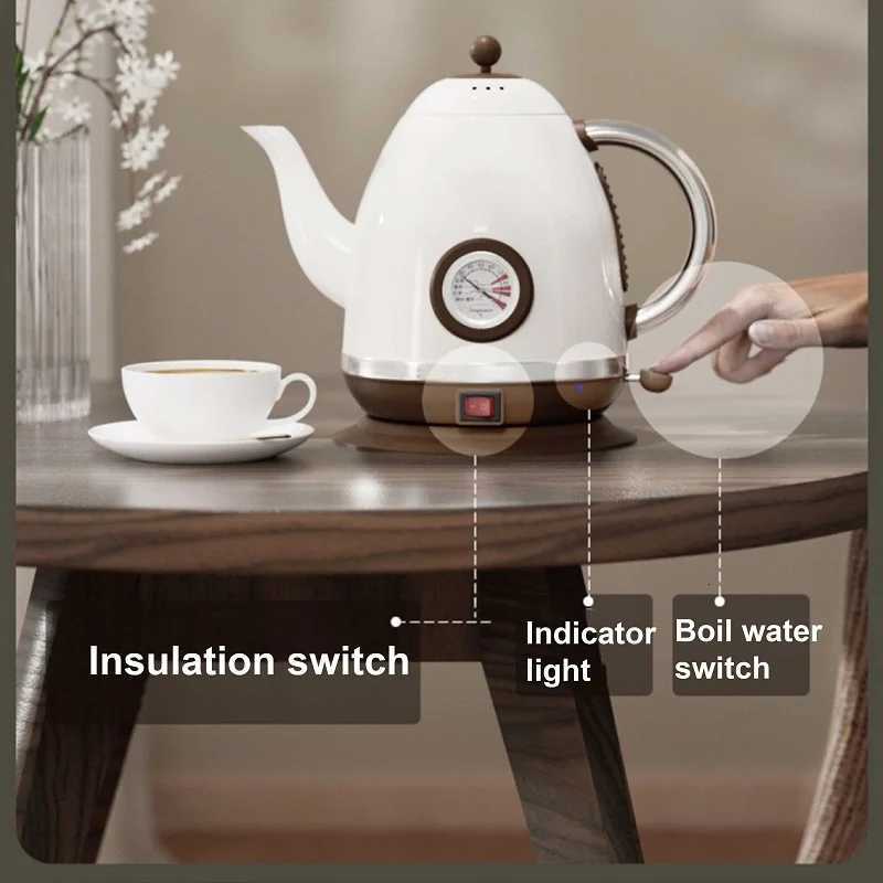 1500ml Electric Kettle Quick Heating Coffee Pot With Thermometer Teapot Household Thermos Kettle 304 Stainless Steel Liner 1500W Y251114