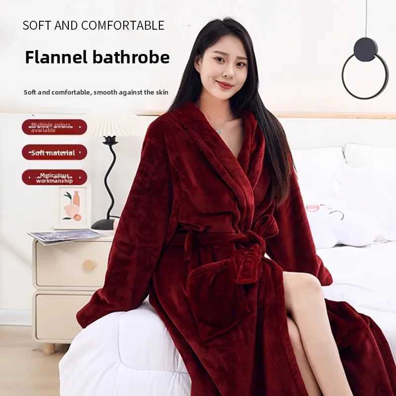 Thicken Flannel Pajama Sleepwear Women Winter Home Clothes Floral Print Fuzzy Coral Middling Couples Bath Gown Robe Sleepwear Wa C251115