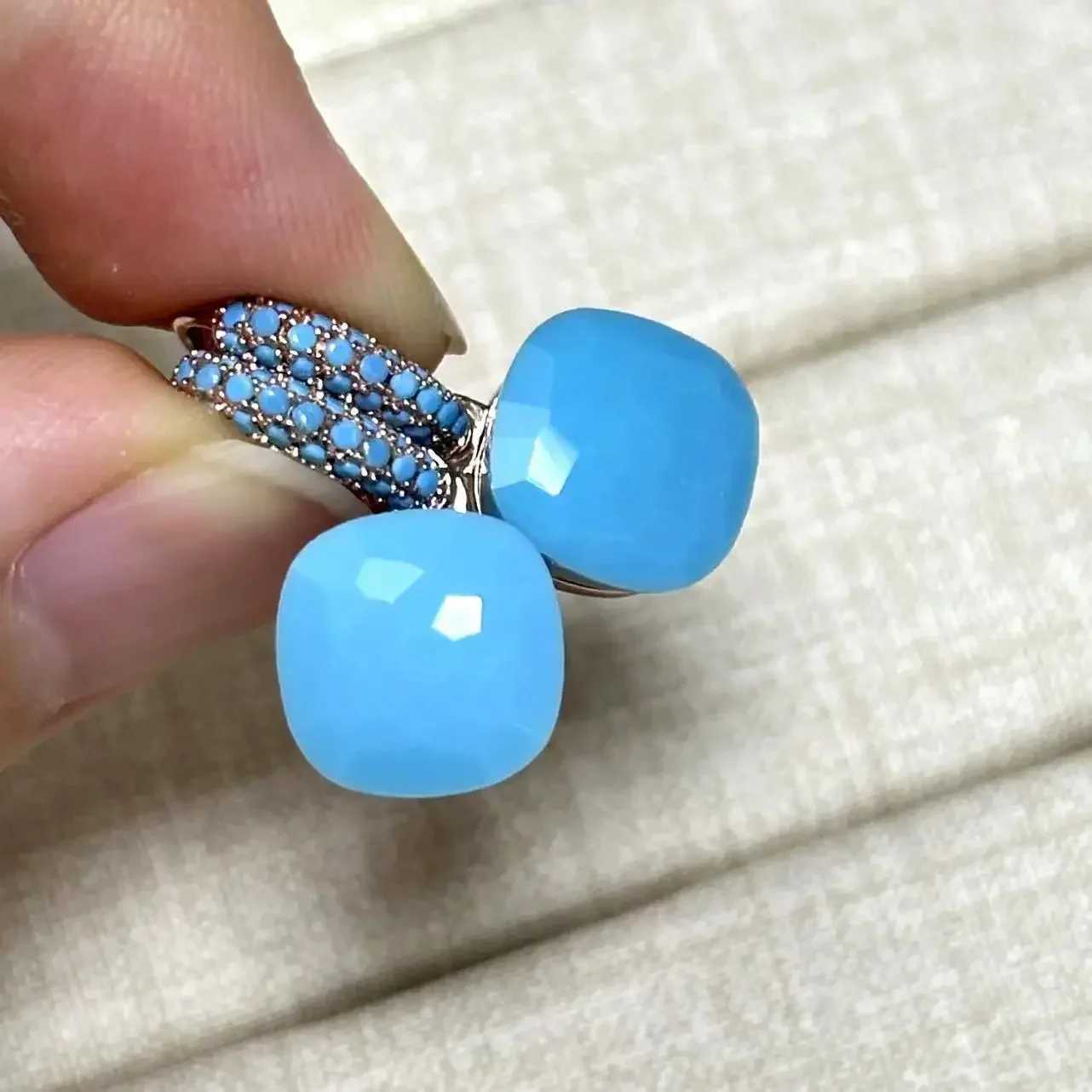 106mm Nudo Earrings Inlay Turquoise Zircon For Women Blue Topaz Drop Candy Square Crystal Earring Fashion Jewelry Gift W251115