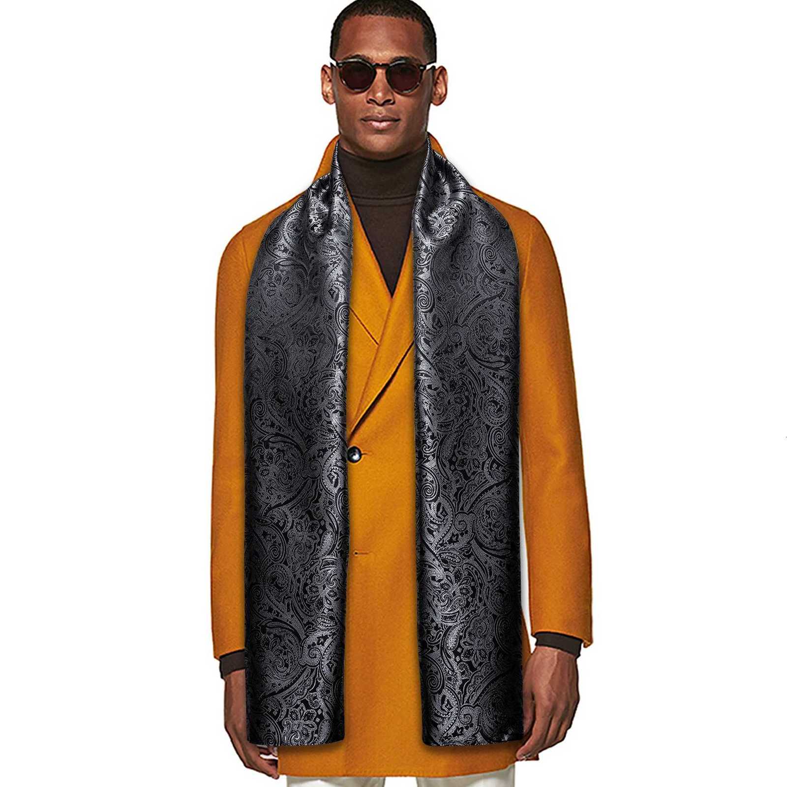 Luxury Fashion Silk Scarf Luxury Band Designer Men Women Black Paisley Shawl Bandanna Flulard Muffler Pashmina Barry Wang A-1022 Y251115