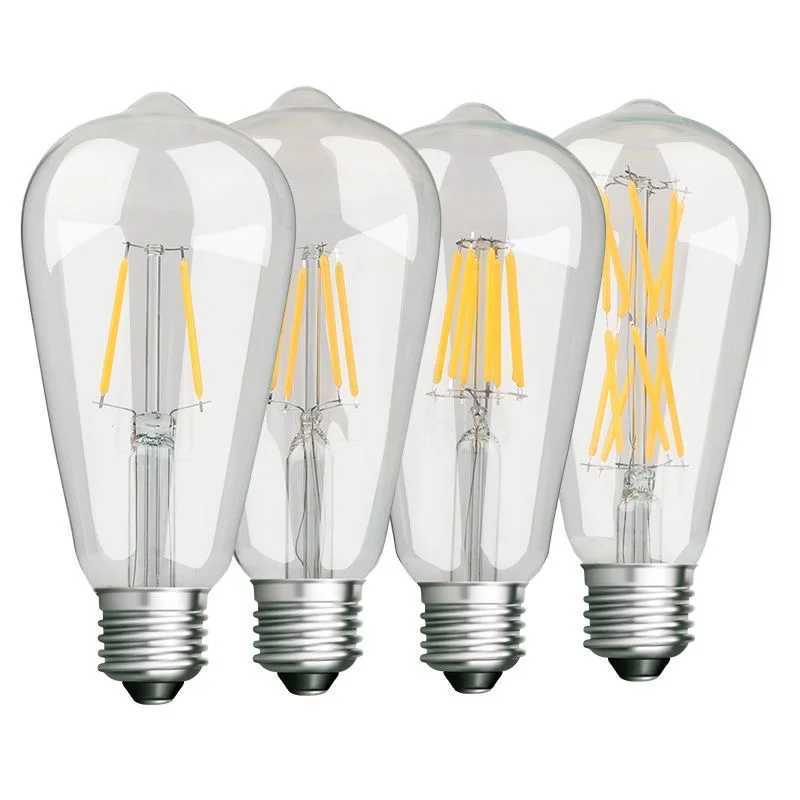 6PCS LED ST64 2W 4W 6W 8W DC 220V 110V Dimmable Gold Filament Bulb E27 B22 Light Vintage Edison Lamp Retro Gold Glass Appearance C251115