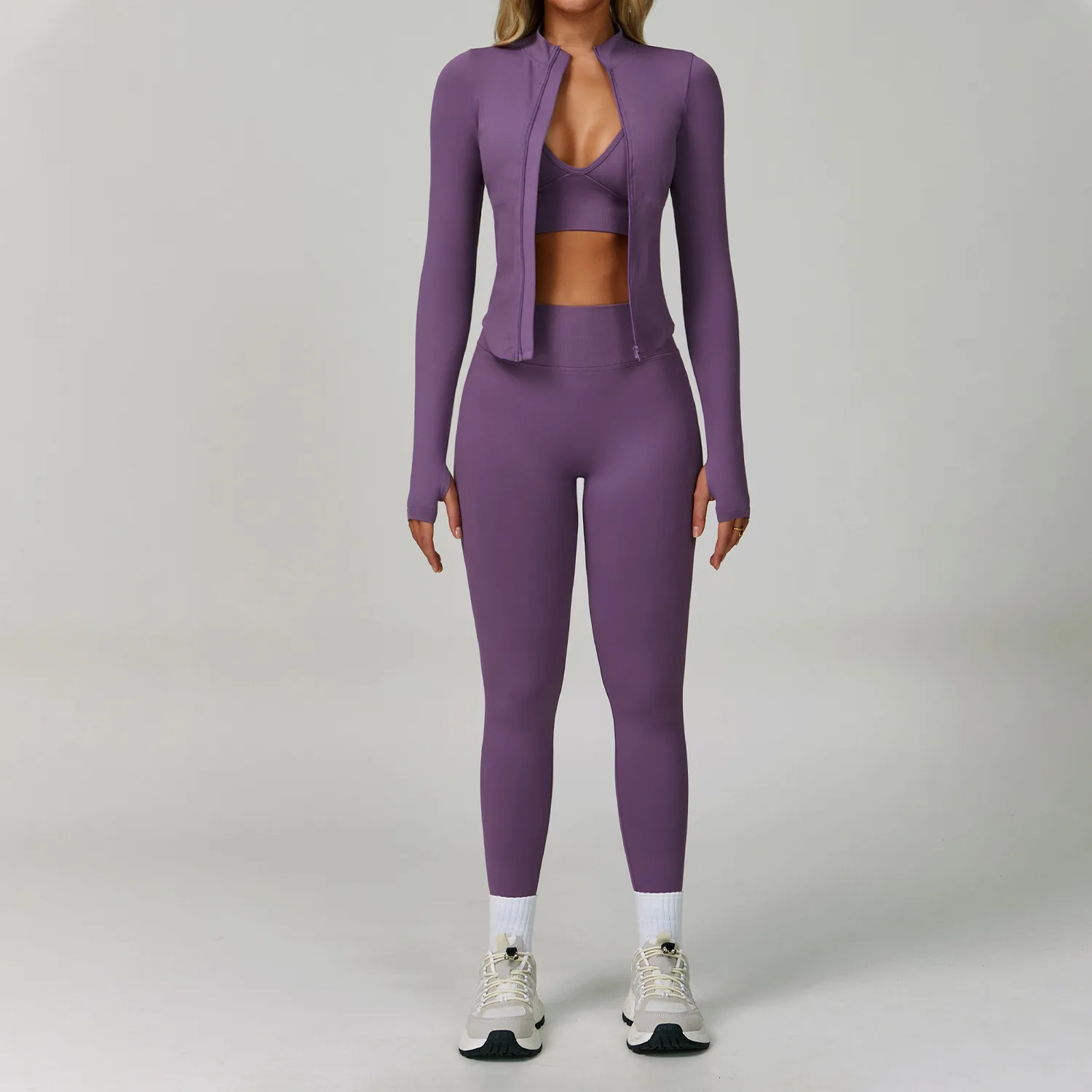 2/3PCS Yoga Suit Sports Set Women Tracksuit Gym Set Seamless Running Workout Set Push Up Long Sleeve Sports Jacket Yoga Clothing 251111