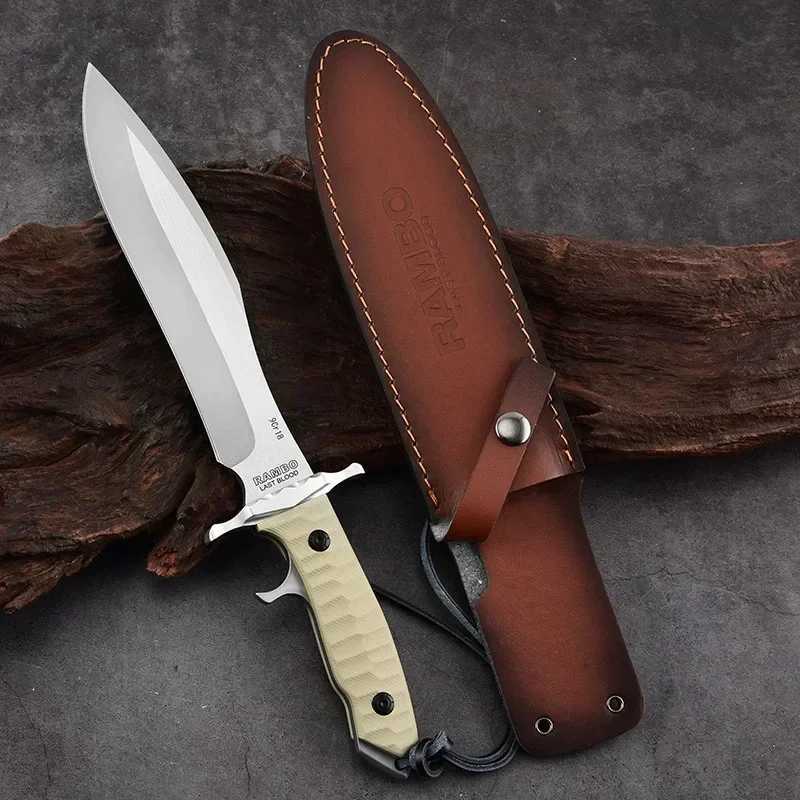 RAMbo MK9 Outdoor Straight Sharp Outdoor Tactical 9cr18 Fixed Bald G10 Handheld JungLE Surfing Adventure Equipment KnifeXJ250415