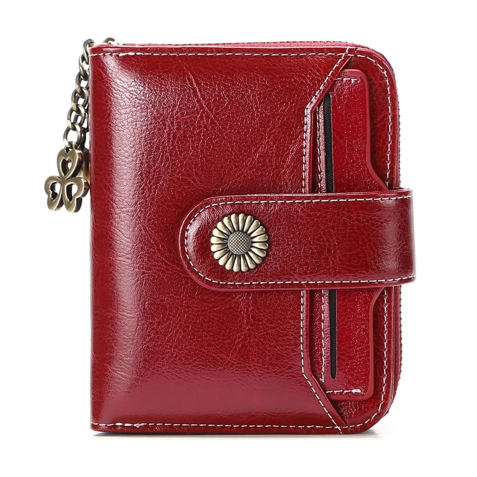 Leather short womens wallet buckle zipper mini change bag portable womens wallet ultra-thin money bag small coin card holder 250410