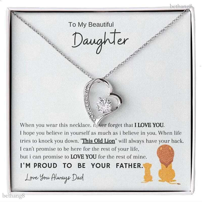 To My Daughter Gift Love You Heart Pendant Necklace Fashion Jewelry Women Girl Gifts Birthday Silver Gold Color Necklaces 240910