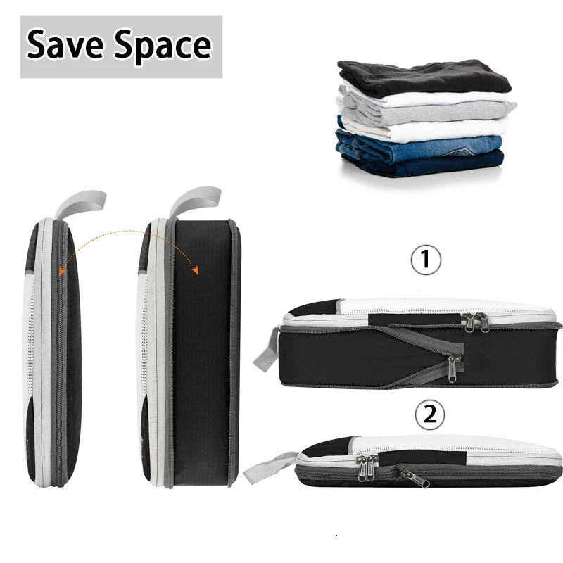 6Pcs Set Travel Storage Organizer Portable Clothes Storage Bags Lightweight Suitcase Bag Compressed Packing Cubes Luggage Bags 250407