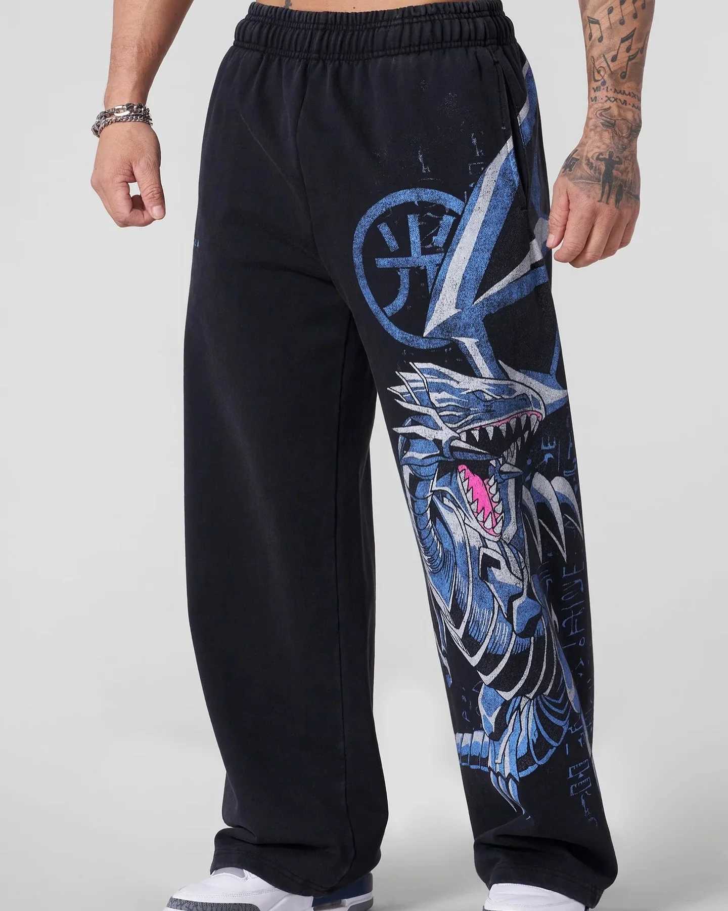 New Y2k Blue-Eyes White Dragon Pants Men Baggy Popular Trouser Wide Leg Casual Joggers Harajuku Strtwear Men Clothing X251115