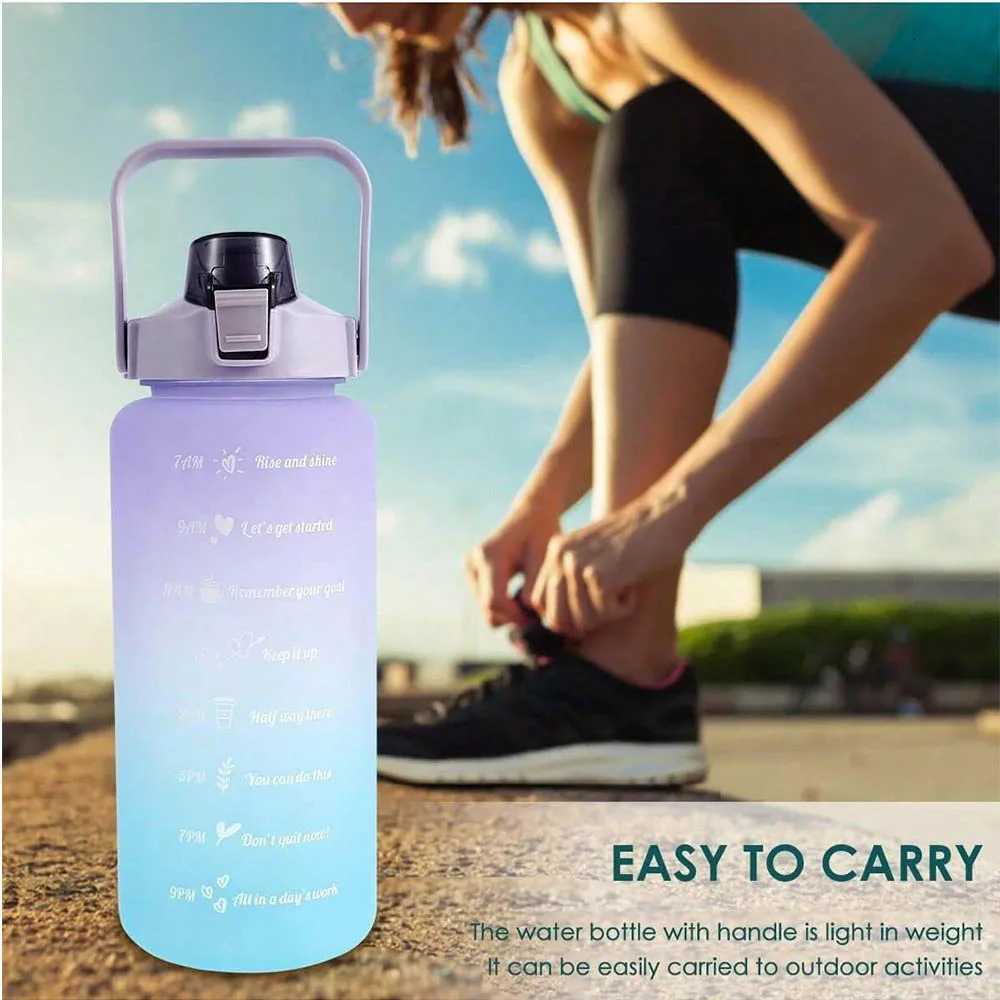2L BPA-Free Sports Water Bottle Motivational with Time And Capacity Marker Fitness Gym Running Exercise Water CupW251114