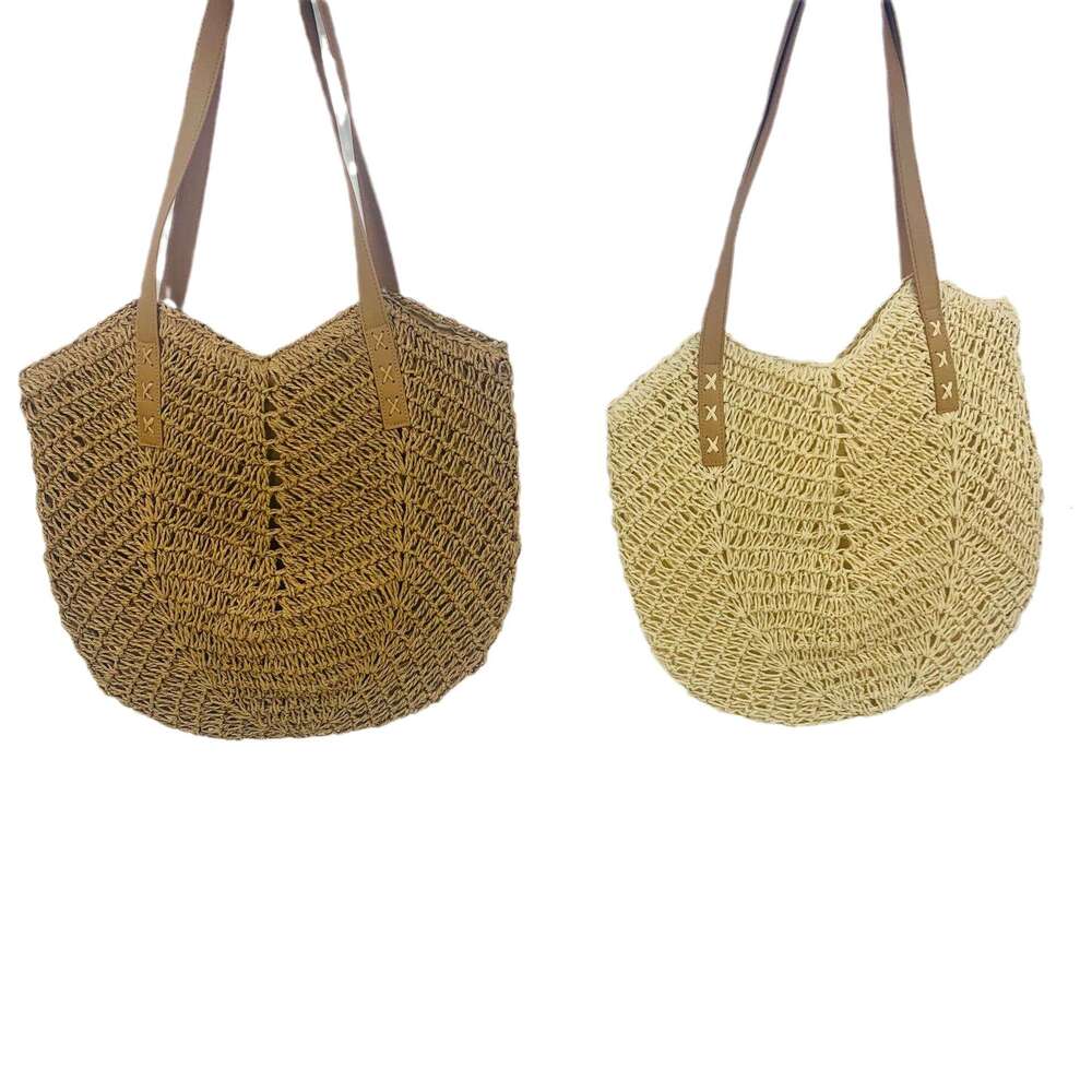 Handmade Beach Bag Korean Style Ins New Hollowed Out Monofilament Fashionable Single Shoulder Crossbody Straw Woven Paper Rope Casual Women's Bag