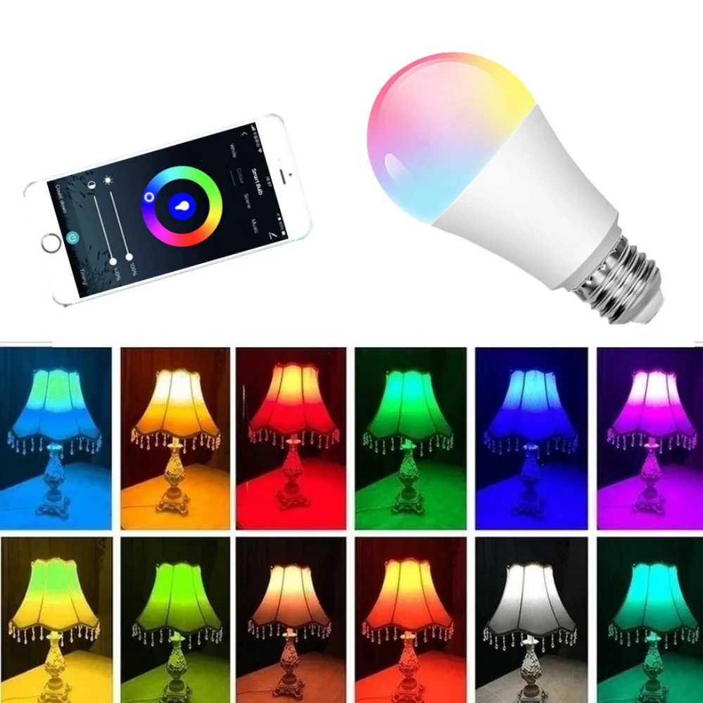 8Pcs 15W WiFi Smart Light Bulb E27 LED RGB Lamp Work with Alexa/Google Home 85-265V RGBWhite Dimmable Timer Function color Bulb C251115