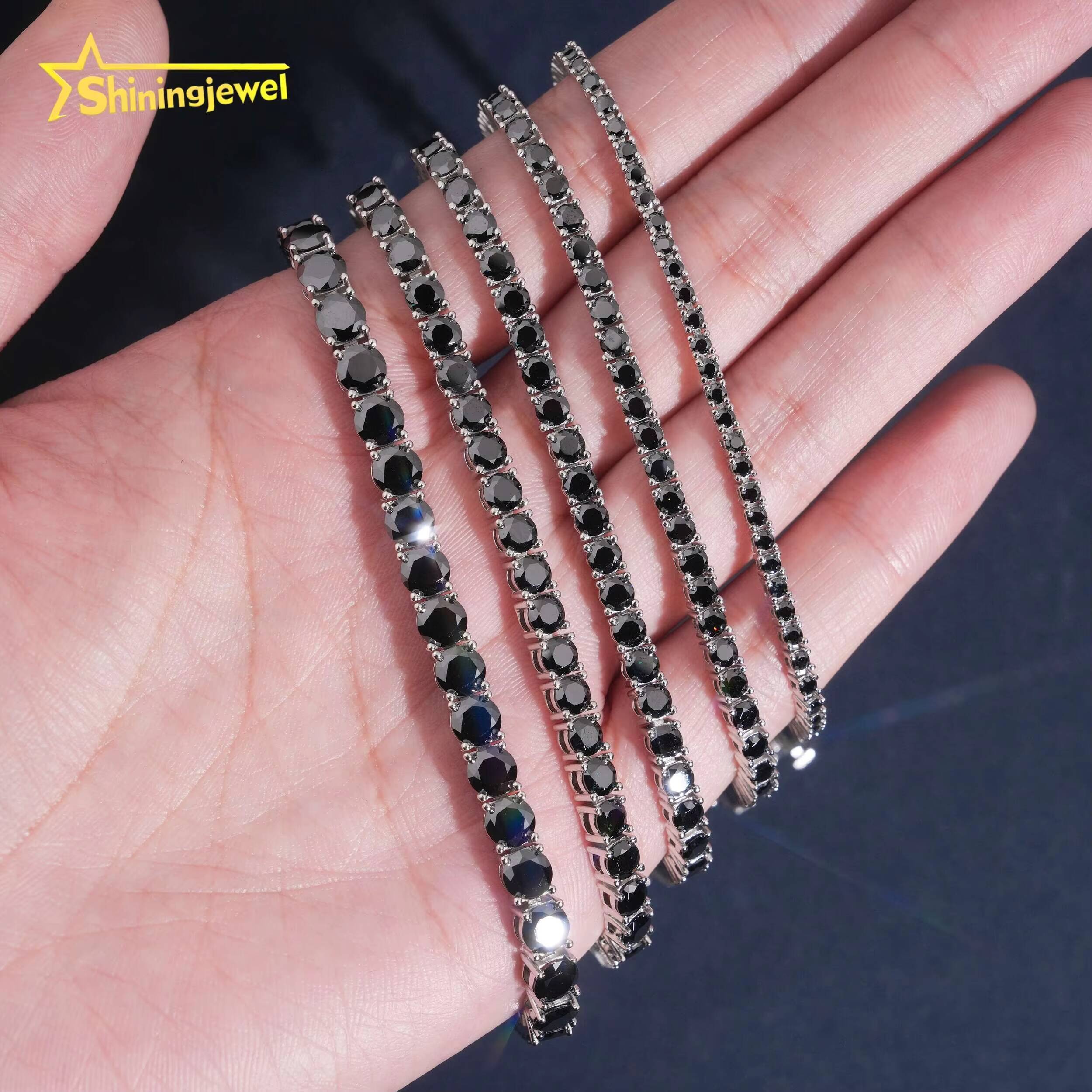 Cheapest Price Hot Sale Black Moissanite Gold Plated Sterling Silver 925 Tennis Bracelet Iced Out Hip Hop Jewelry