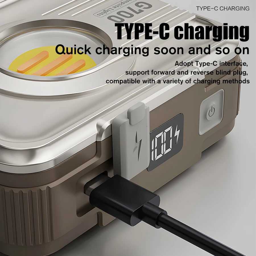 Portable Camping LED Lanterns Rechargeable Battery Display Flashlights White Red Emergency Lamp Torch with Work Light M251115