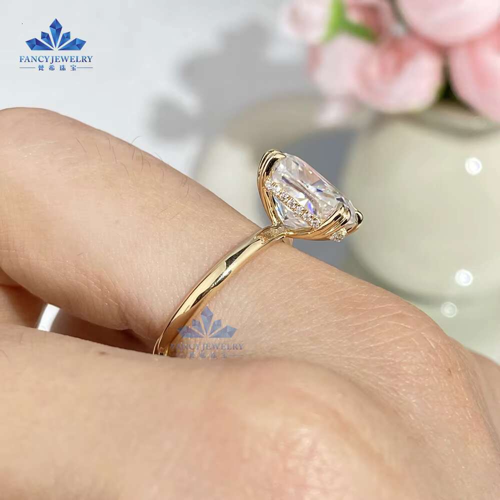 2025 NEW 18k Solid Gold Diamond Wedding Cushion Emerald Shape Ring 4ct 5ct Solitaire Diamond Ring Moissanite Jewelry Rings