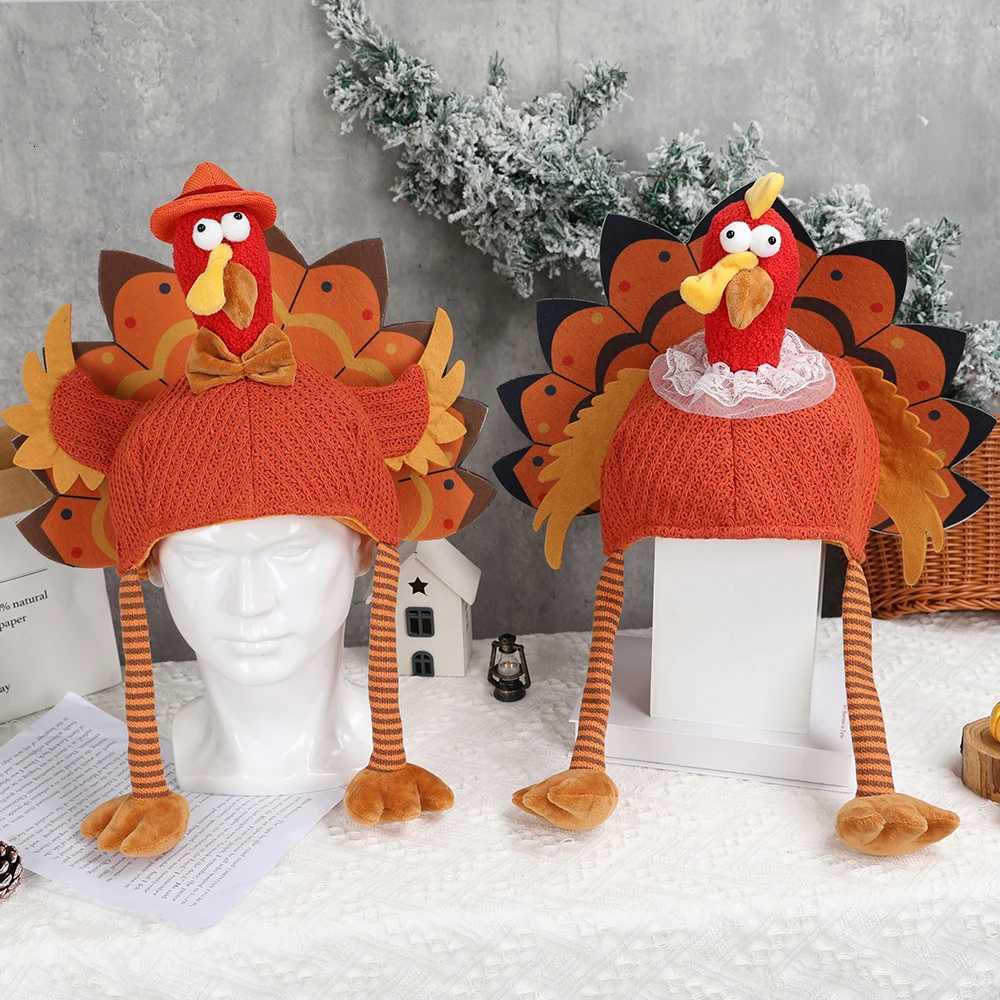 2PCS Thanksgiving Turkey Hat Creative Party Hat with Bright Turkey Tail Home Festival Window Decoration and Desktop Ornament Y251115