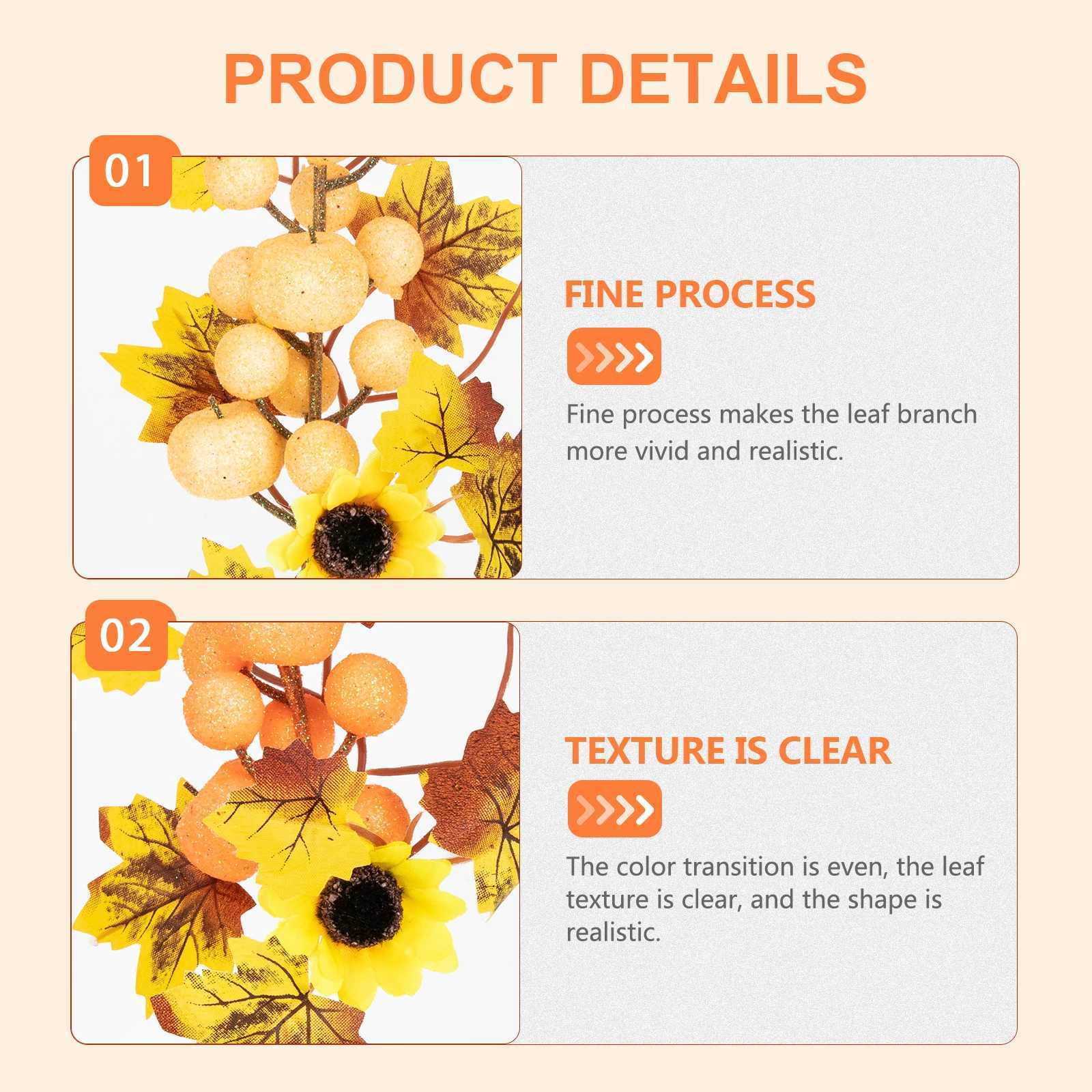 2 Pcs Garlands Fake Maple Leaves Branch Artificial Leaf Stems Fall Maple Leaf Branches Farmhouse for Home Pumpkin DecorationM251115