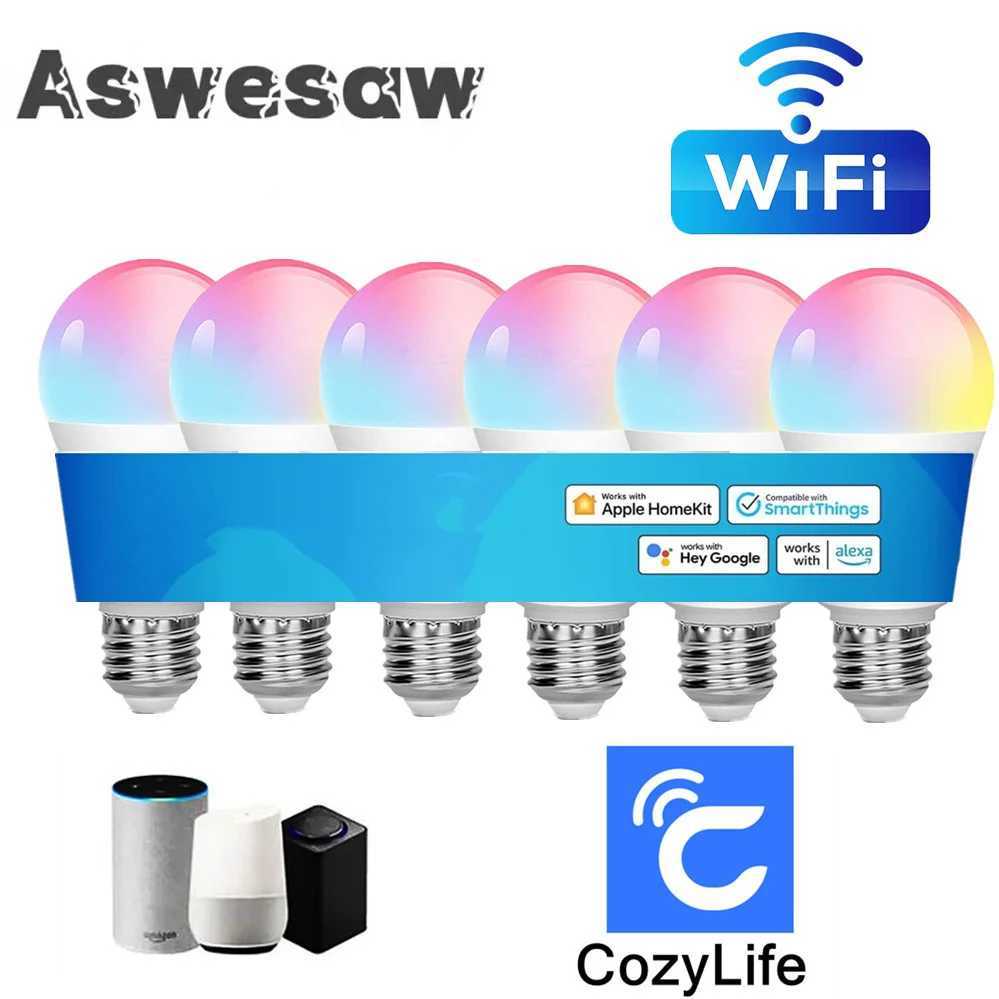 8Pcs 15W WiFi Smart Light Bulb E27 LED RGB Lamp Work with Alexa/Google Home 85-265V RGBWhite Dimmable Timer Function color Bulb C251115