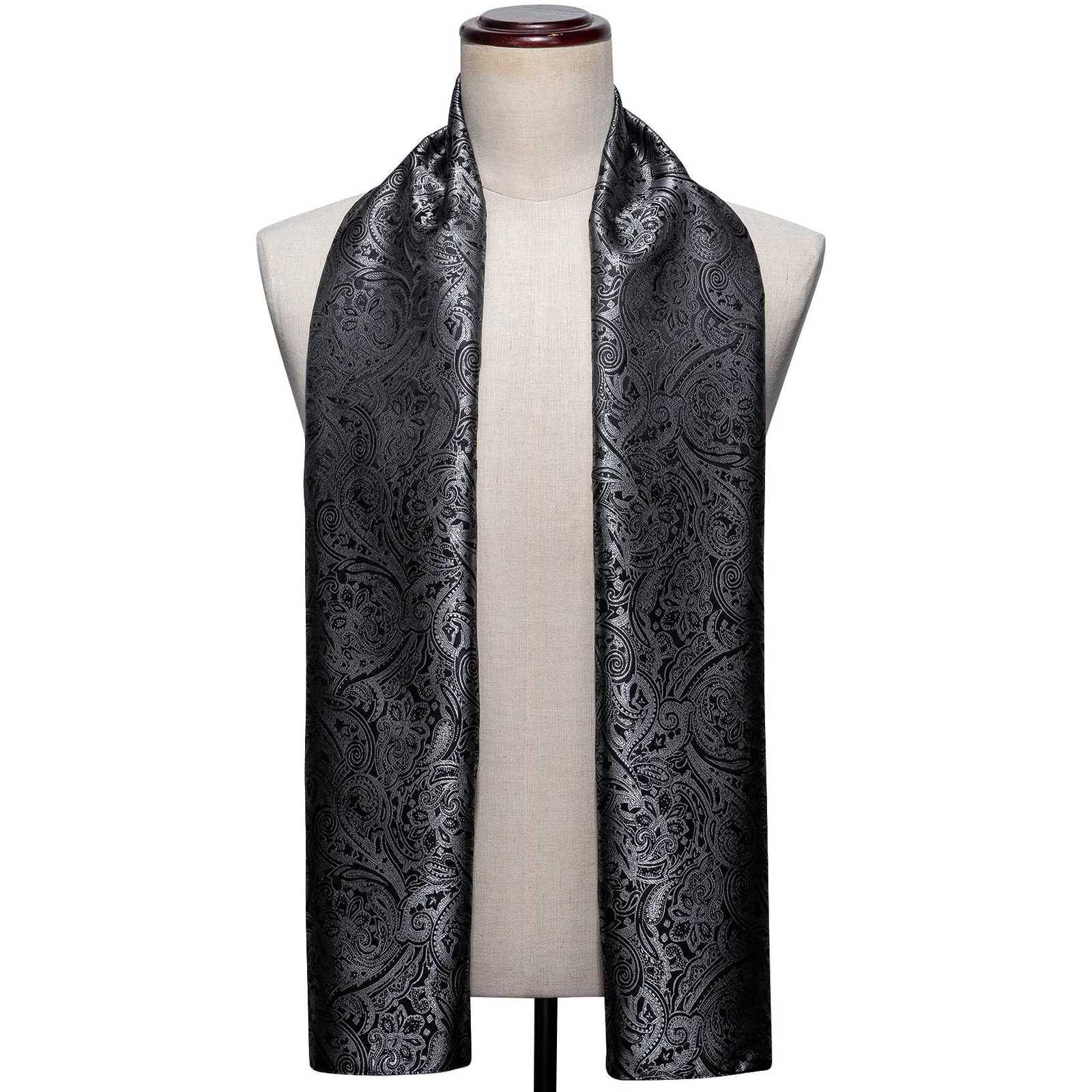 Luxury Fashion Silk Scarf Luxury Band Designer Men Women Black Paisley Shawl Bandanna Flulard Muffler Pashmina Barry Wang A-1022 Y251115