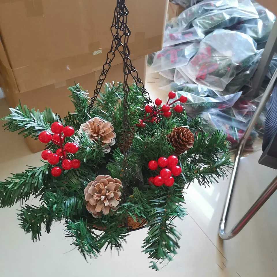 Artificial Hanging Basket Christmas Flower Basket Colorful Flower Arrangement Hassle-Free Maintenance 302515cmM251115