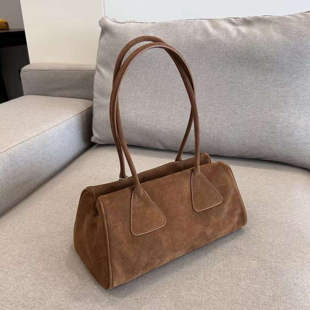 Mm Women's Bags Single Shoulder Armpit Baguette New Suede Pillow Premium French Triangle Genuine Leather Women's Bag