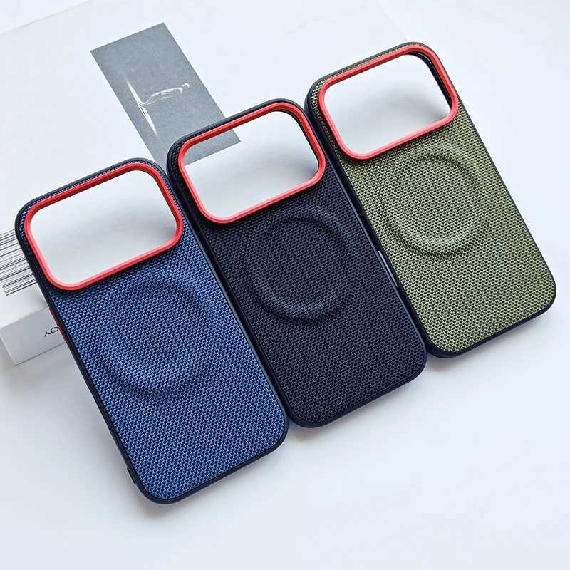 For iPhone 17 Pro Max 17 Air Case Luxury Magnetic Soft TPUNylon Woven Leather Back Anti-Fingerprint Cover for iPhone17 J251202