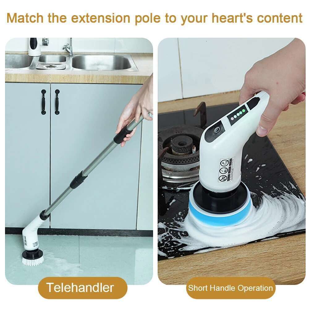 Spin Spinning Detachable Handle Shower Scrubber Electric Washing Up Brush For Tiles Glass Grill