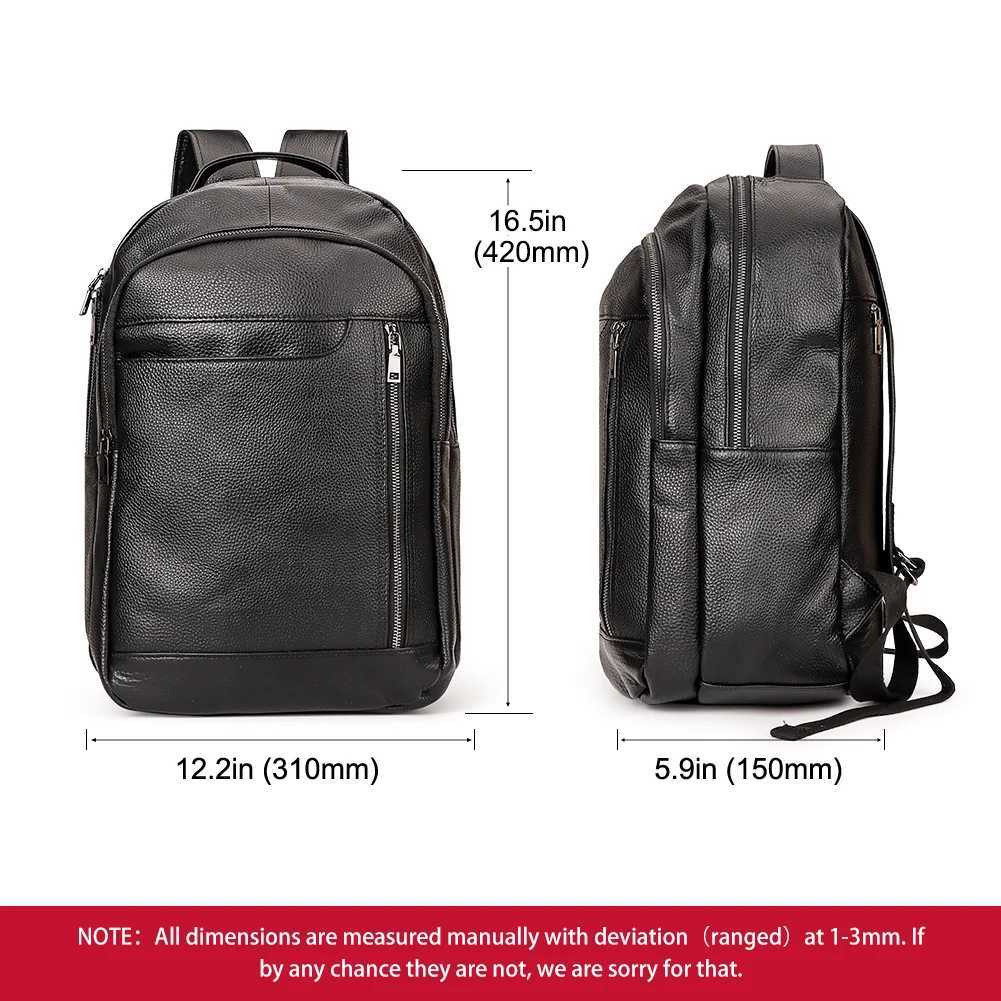 KAVIS Genuine Leather Fashion Backpack Laptop Men Luxurious Bagpack Student High Quality School Bag Durable Knapsack BlackW251114