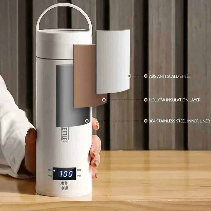 500ML Electric Kettles Portable Tea Coffee Kettle Travel Boil Water Thermal Cup Anti-Scald Water Bottle English Menu Y251114